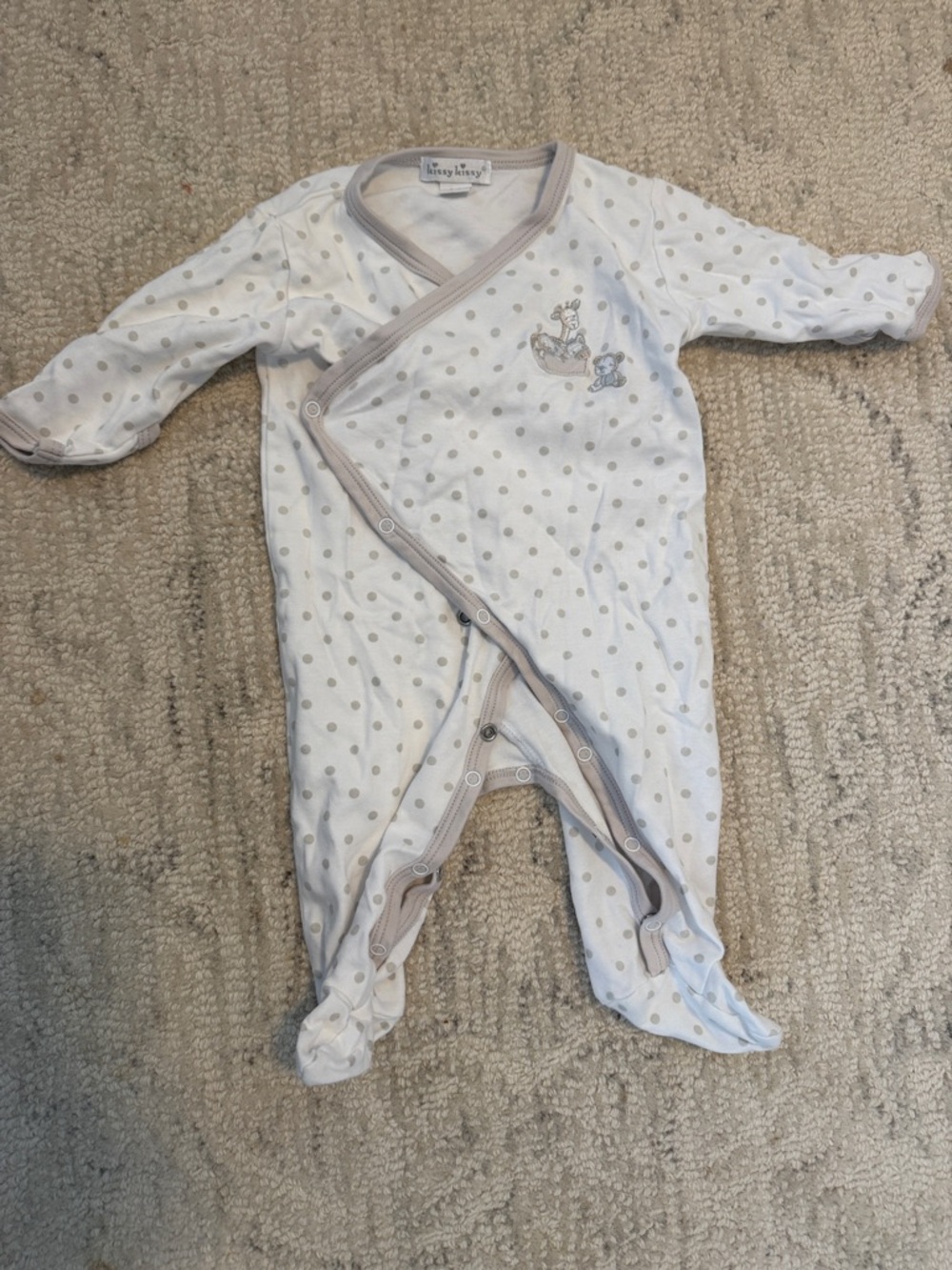 Kissy Kissy Cream Footed One-Piece with Taupe Trim